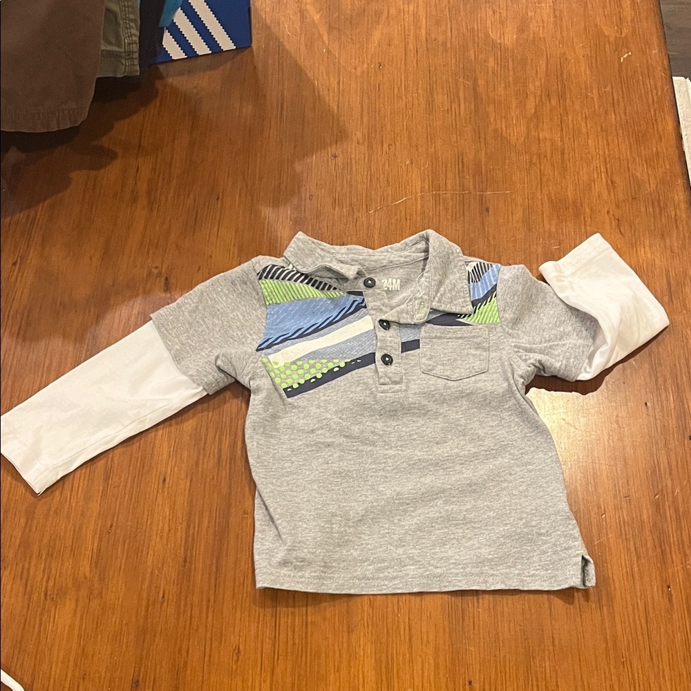 Utility Long Sleeve Shirt gray white Boys 24 Months